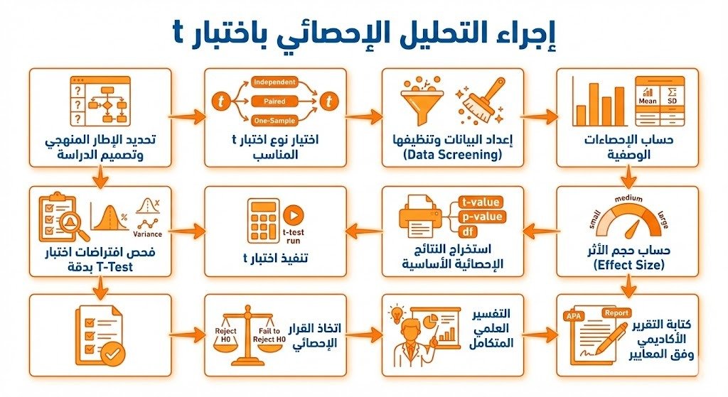 إجراء التحليل الإحصائي باختبار t